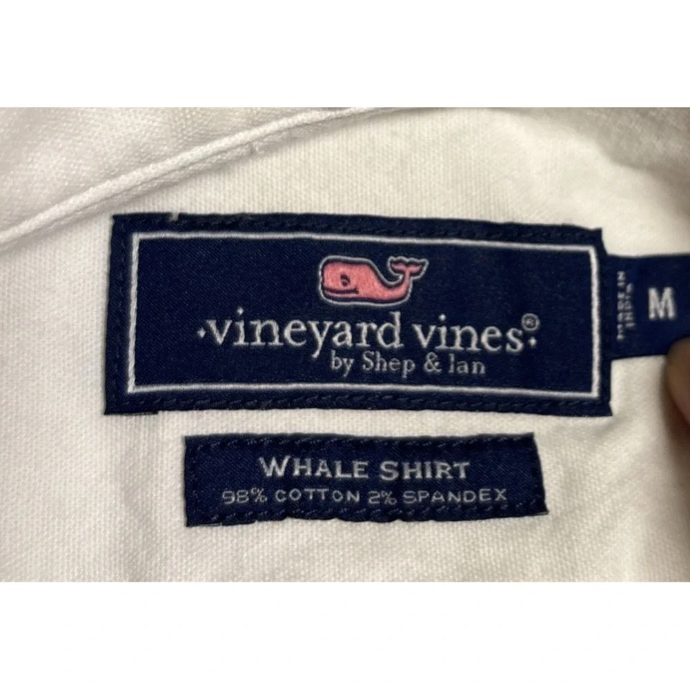 Vineyard Vines Whale Shirt Youth White Excellent Cotton Button Down Size Medium